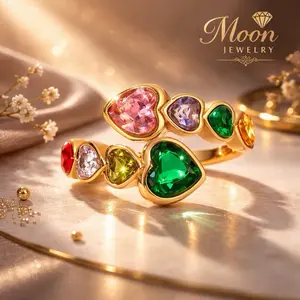 Rainbow Heart Ring – Luxury Gold Edition