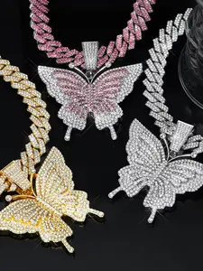 Shiny Butterfly Pendant Necklace, Unisex Hip Hop Jewelry Gift, Party Fashion Accessory, Casual Style, All Seasons