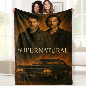 Supernatural TV Series Themed Printed Flannel Blanket - Soft and comfortable, suitable for beds, sofas, camping, and travel - Perfect gift