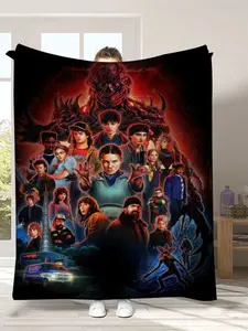 Soft Warm French Terry Blanket, Graphic Pattern, Ideal Gift for Fans, Adult & Kids, Perfect for Holidays Birthdays Parties