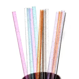 Reusable Straws Set, 12pcs/set Including 12pcs Colorful Straws with 1 Cleaning Brush, Drinkware Accessories for Outdoor, Event, Festival, and Party Supplies