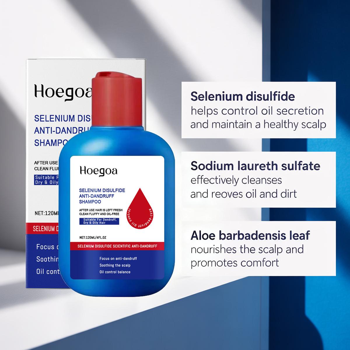 Hoegoa Selenium Disulfide Hair Care Shampoo Oil Control Refreshing Anti-Dandruff Anti-itch Scalp Cleansing Shampoo, 300ML