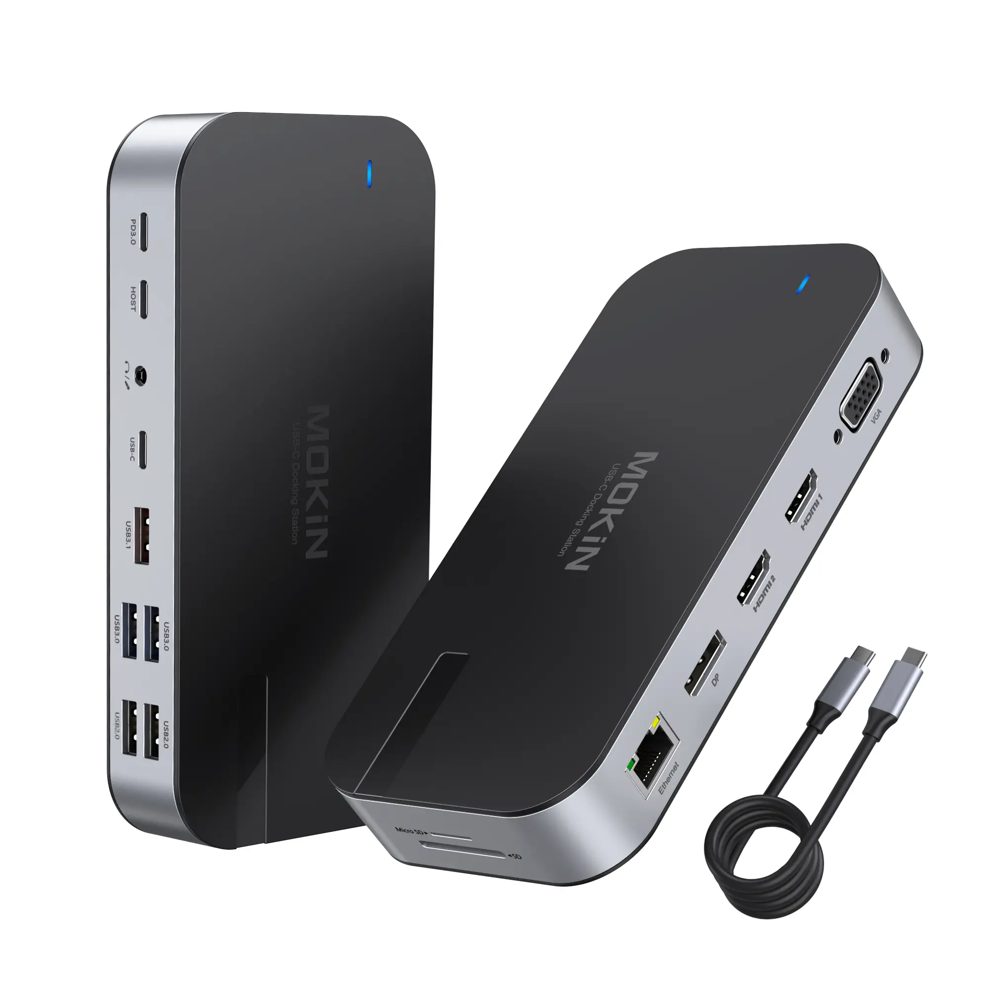 MOKiN 16 in 1 USB C Laptop Docking Station 4 Monitors with 2 HDMI, DP, 100W PD, USB 3.1/3.0/2.0, RJ 45 Ethernet, SD/TF, Audio for Dell/HP/Lenovo/Asus/Acer