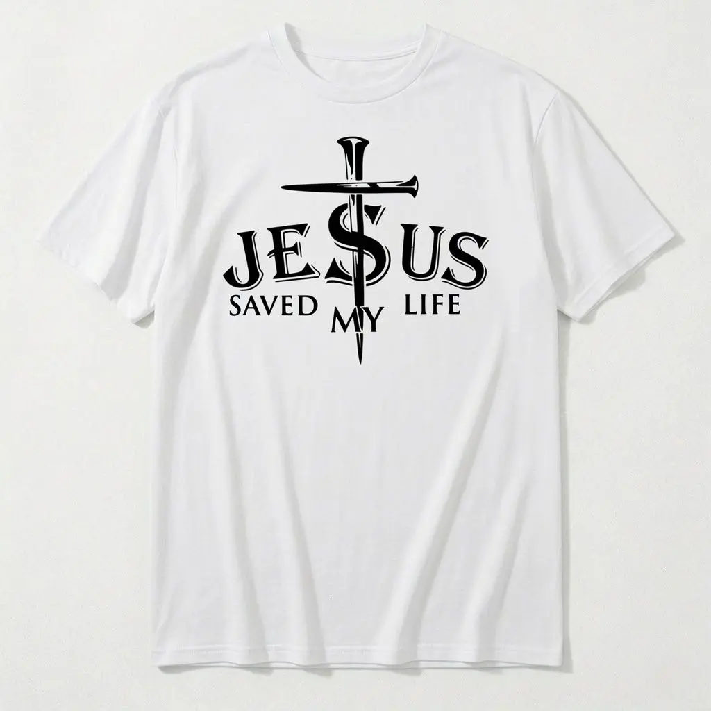 Men's Graphic T-Shirt with Cross Print, a 100% Cotton Relaxed Fit Shortsleeve Top for Casual Menswear