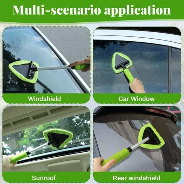 Windshield Cleaner Tool, Car Interior Window Detailing Cleaning Kit with Extendable Handle and 5 Easy-to-Install Reusable Microfiber Pads, Auto Glass Wiper Brush Kit for Car&Home, green, 21in Windshield Cleaner Tool, Car Interior Window Detailing Cleaning Kit with Extendable Handle and 5 Easy-to-Install Reusable Microfiber Pads, Auto Glass Wiper Brush Kit for Car&Home, green, 21in