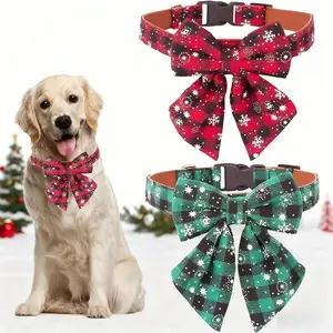 Christmas bow tie dog collar, detachable leash, new pet bow tie collar for large dogs, Christmas pet dog collar, dog bow tie