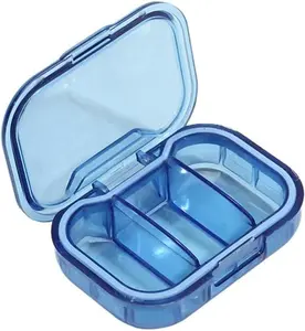 1PCS Travel Pill Organizer Compartments, Portable Small Medicine Storage Box for Vitamins and Supplements, Clear Pill Case 3 Compartments