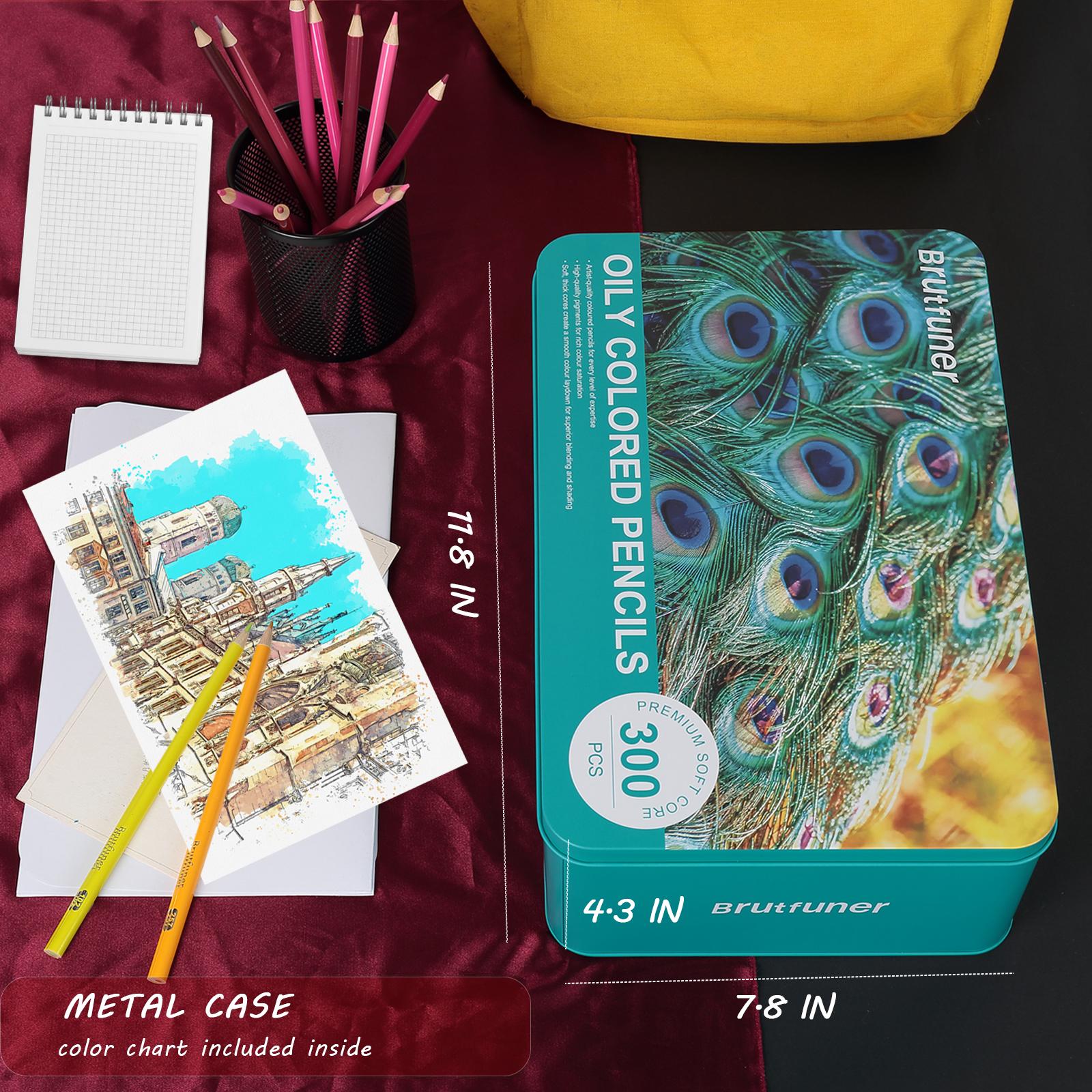 300 Color Artist Colored Pencils Set, Soft Core, Professional Numbered Art Drawing Pencils for Sketching Shading Blending Crafting, Gift Tin Box