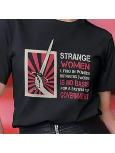 1pc Men's Monty Python T-Shirt with "Strange Women Lying in Ponds" Quote - Iconic TV Show, Comfortable Cotton Tee, Regular Fit Crew Neck Short Sleeve Top for Python Fans & British Comedy Collectors