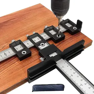 Woodworking Square Tool, Measuring Ruler, Multipurpose Wood Drilling Dowelling Guide Tool, Cabinet Hardware Jig Tool for Installation of Handles Knobs on Doors and Drawer