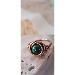 Copper Wrapped Malachite Ring