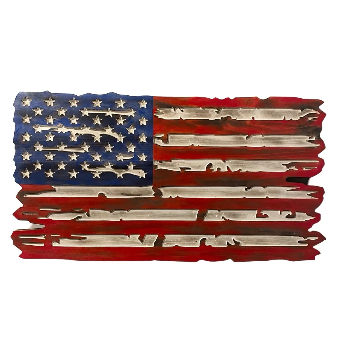 handmade Tattered Wood American Flag - 13” x 24” Decor Hanging Wooden Gift Room Decoration Hangable
