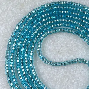 AQUA - Tie On Waist beads - 60 inches Waistbeads - Blue Waistbeads - Teal Waistbeads - Pink Waistbeads - Summer Waistbeads - Made By Venus Waistbeads