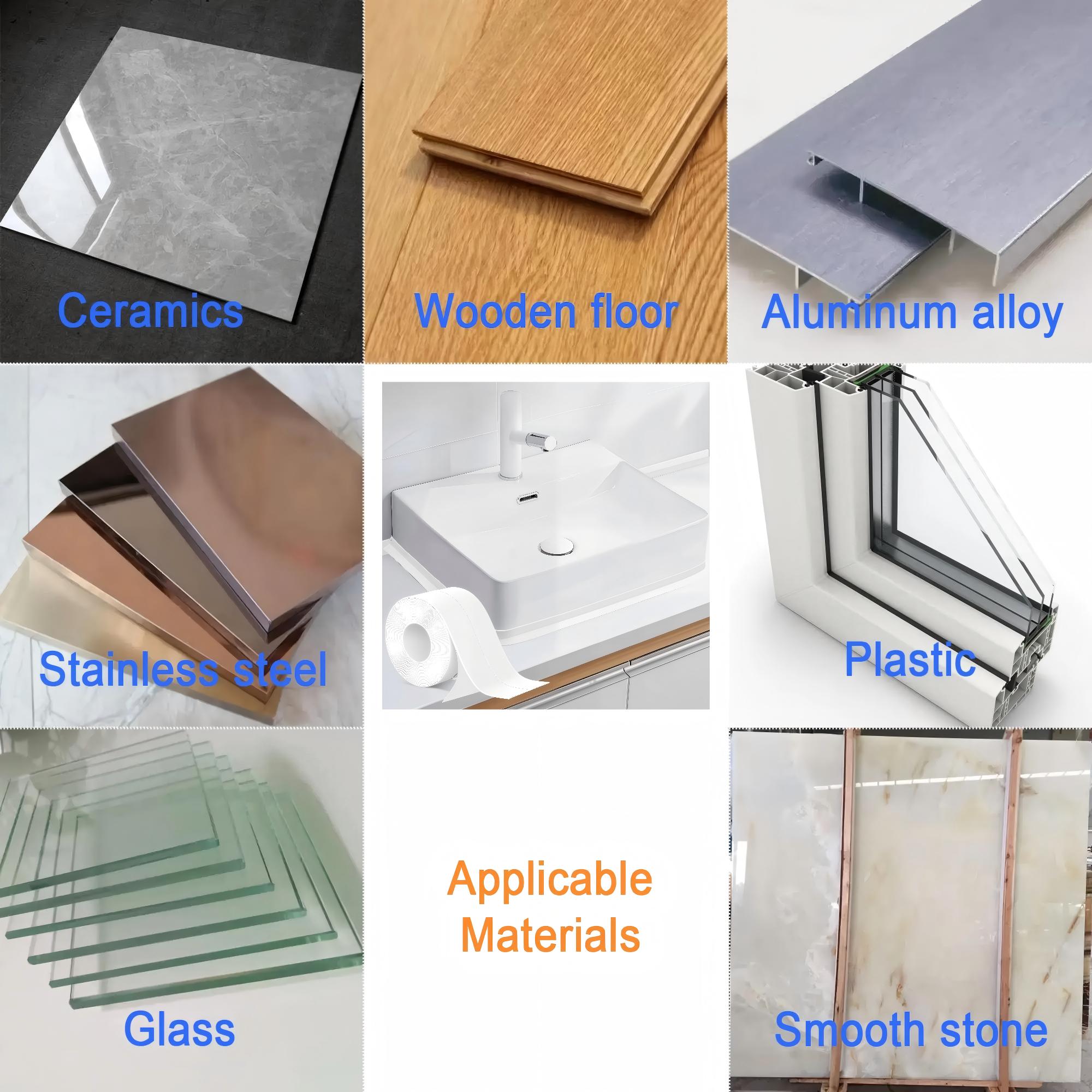 16.4FT*1.5IN White Waterproof Caulk Tape- Industrial Strength ,  Self-Adhesive Sealing Tape for Bathroom Kitchen Sink Toilet Tub Edges Easy Application & Durability Waterproof Mold-Proof