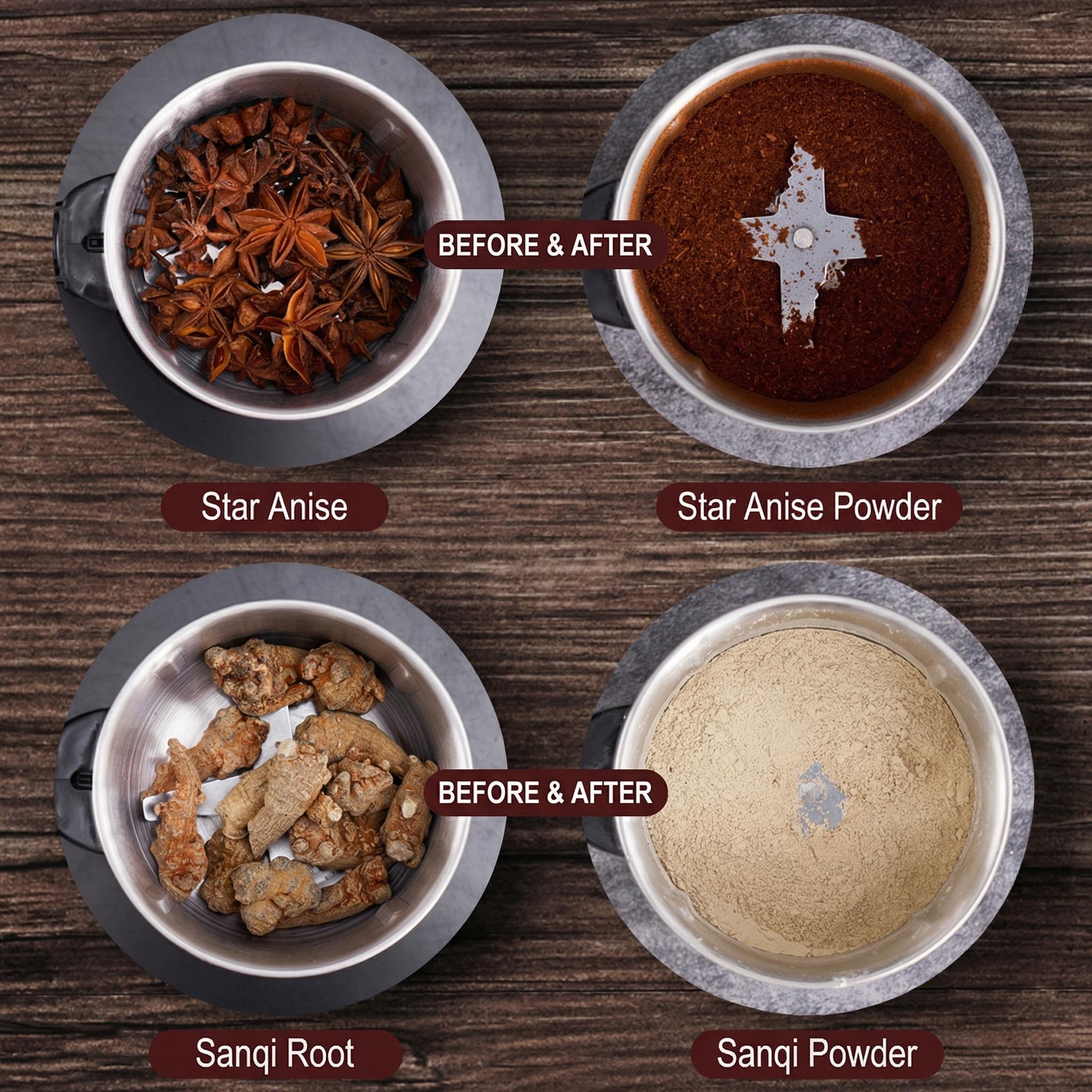 One Touch Electric Coffee Grinder, 2/3 Cup Coffee Bean Capacity, 300W Motor, Spice, Herb and Nuts Grinder, One Touch Push-Button Control -Stainless Steel Blades