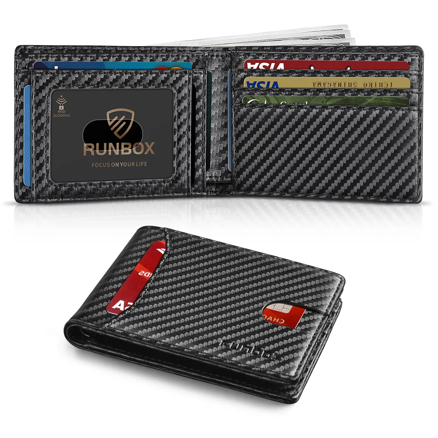 Wallets for Men - Slim RFID Leather Credit Card Holder for 6-11 Cards, Minimalist Thin Wallet with ID Window & Cash Slot,Front Pockt Carteras Para Hombres, Birthday Gifts for Men | Slim, RFID Blocking, Premium, Front Pocket, Gift Box outdoo