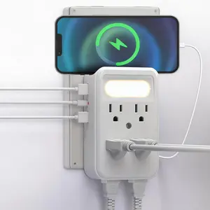 10 Outlet Extender Multi Plug Wall Outlets with 2 USB Charging Ports (1 USB C Outlet), 3 Sided 1680J Surge Protector Power Strip USB Wall Charger,Includes Type-C Cable for Home, Office, Travel, ETL Listed