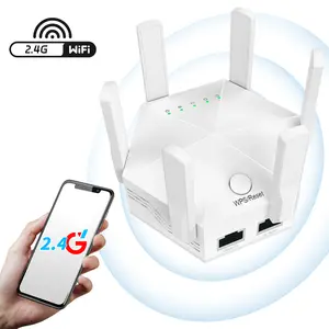 2.4GHz WiFi Extender, 300Mbps Signal Booster with Ethernet Port, Stable Connection, 6-Antenna Range Extender for Whole Home Coverage & Long-Range Signal, Wireless Signal Repeater