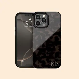 Custom Dark Tortoiseshell Initials Iphone 17 Air Case, Personalized Tort Case For Iphone 16 Pro Max, 15 Plus, 14, 13 Mini, 12, 11, x/xs, Xr