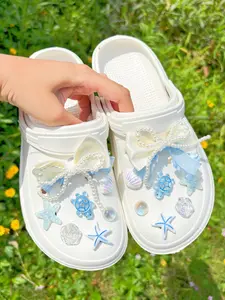 14 Pcs Blue Large Bow Turtle Shoe Accessories, Detachable Decorations for Thick Sole Sandals, Garden Shoes, Beach Shoes DIY, Shoe Charms