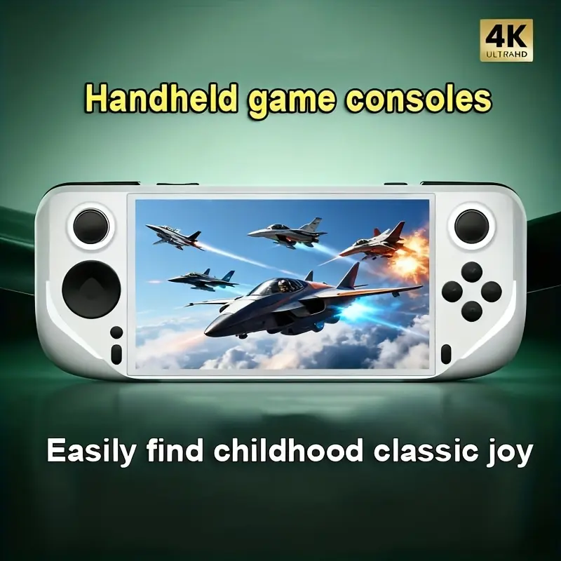 Upgraded E6 handheld game console - Retro horizontal screen, dual joystick, 5.0-inch IPS display, TF card slot and USB-C charging, three color options, rechargeable battery, perfect holiday gift for gaming enthusiasts