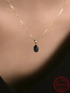 Vintage Elegant S925 Sterling Silver Cubic Zirconia Pendant Necklace for Women, Perfect Gift for Her, Stylish Jewelry Accessory, Cz Prong Necklace