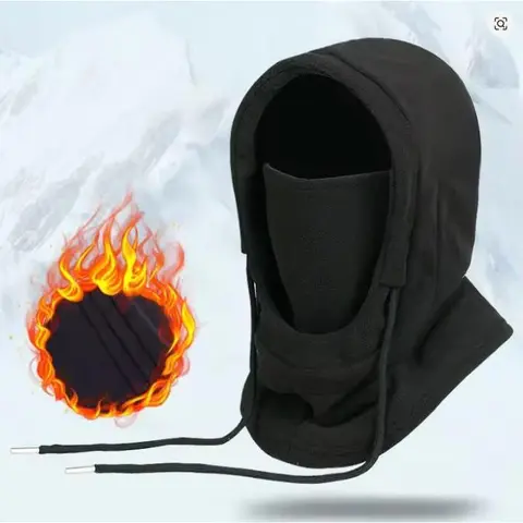 1pc Adult Men's Motorcycle Hooded Cap - Windproof Thermal Cotton Neck Guard, -20°C Resistant Face Cover, Warm Fleece Heat Insulating Protective Gear