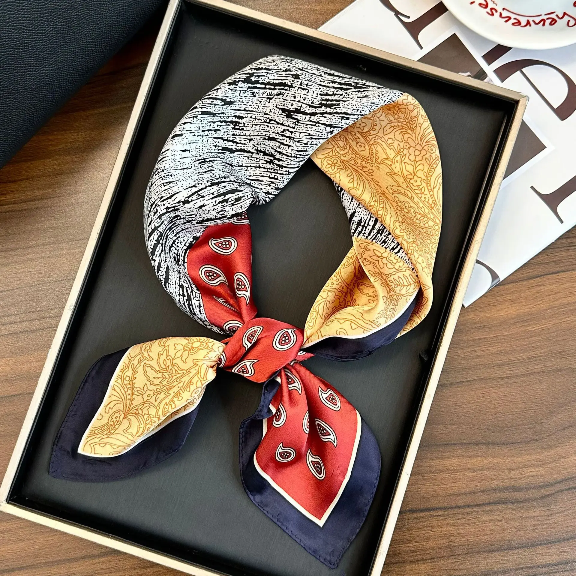 Color blocked cashew red blue