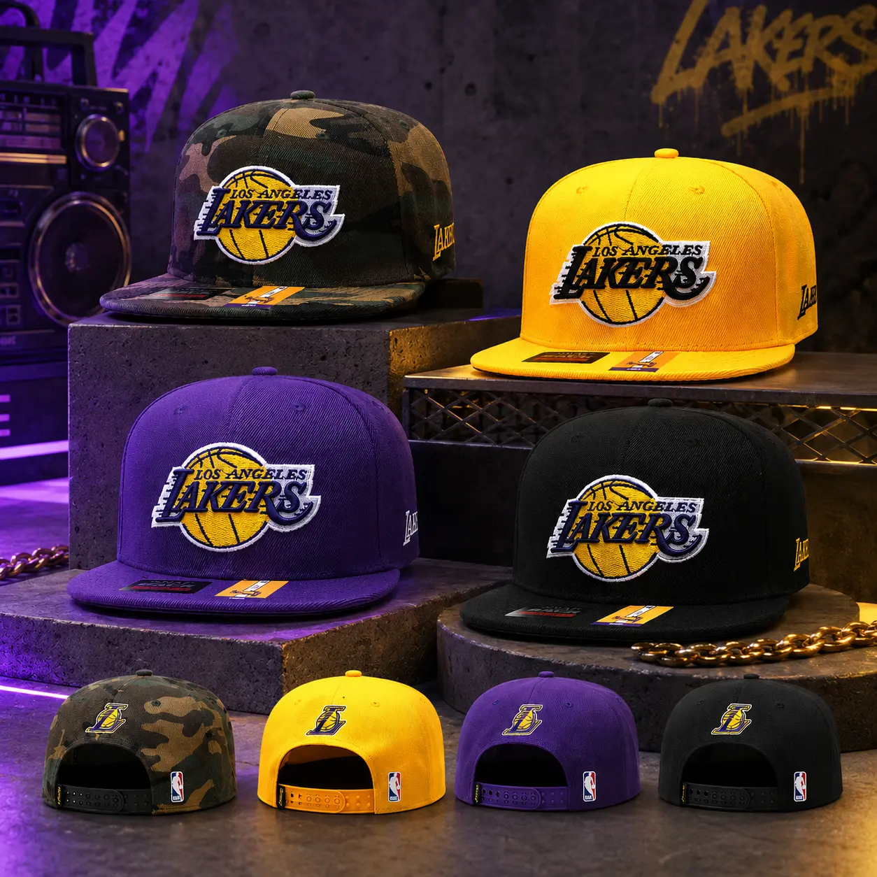 Los Angeles Lakers Baseball Cap Collection, Adjustable Snapback & Trucker Hats, Embroidered Basketball Streetwear Caps for Men Women
