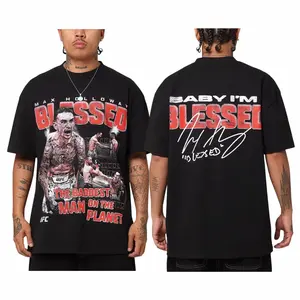 Max Holloway BLESSED 2-Sides Graphic T-Shirt, The Baddest Man on the Planet Design, UFC Fighter Tee for Fans, Bold Statement, Comfortable Casual Wear