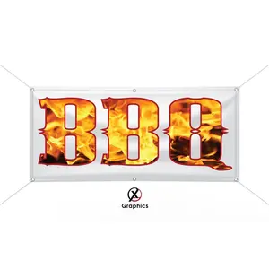 BBQ Vinyl Banner advertising Sign Full color any size Indoor Outdoor Advertising Vinyl Sign With Metal Grommets BBQ Meat
