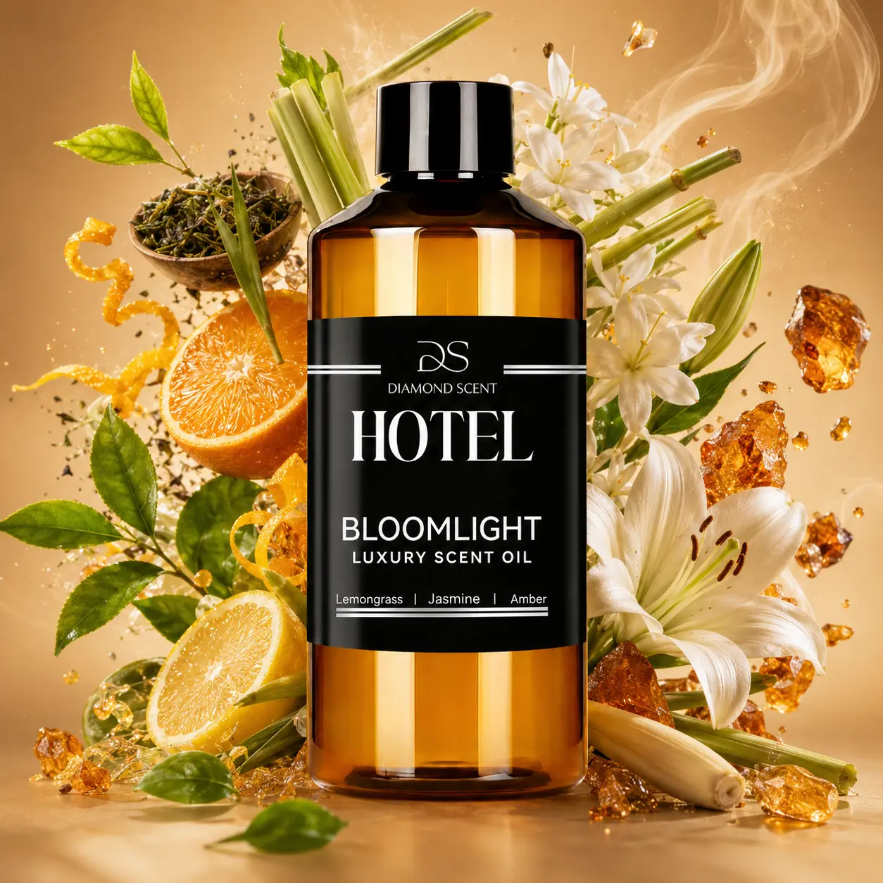 Bloomlight Luxury Scent Oil for Diffuser – Floral Citrus Home Fragrance with Lemongrass, Jasmine & Amber, 120 ml / 500 ml