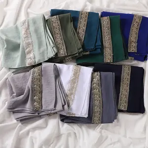 Indonesian Muslim Women Sequin Embroidered Decor Hijab Shawl