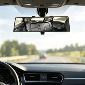 【Max Install Width: 3.1"】car accessories 11.81 Inch Panoramic Convex real view Mirror, Interior Clip-on Wide Angle to Reduce Blind Spot Effectively for Car SUV Clear Visibility Safety Install Rearview High Definition