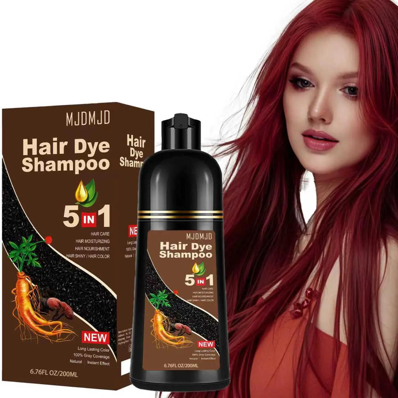 Instant Dark Brown Hair Dye Shampoo – 5-in-1 Natural Hair Coloring