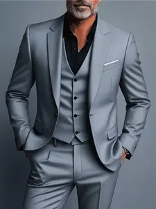 Men's 3pcs Suit - Slim Fit Tuxedo Set for Weddings & Formal Occasions, Perfect for Office Meetings and Elegant Events, Formal Attire, Business Suit Set|Slim Fit Suit|Durable Wedding Wear