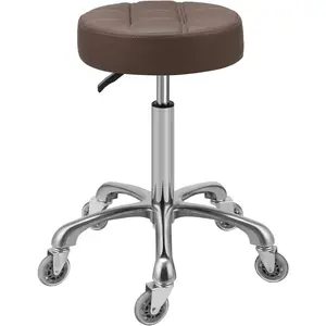 Adjustable Rolling Stool for Salon: Heavy Duty Swivel Chair with Wheels for Hairdresser Esthetician Lash Tech -   Office Kitchen   Shop Use - Seat Height 22"-30" - Brown