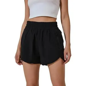 Womens 7" Inch Inseam Shorts Long High Waisted Shorts Running Athletic Shorts with Zipper Pockets