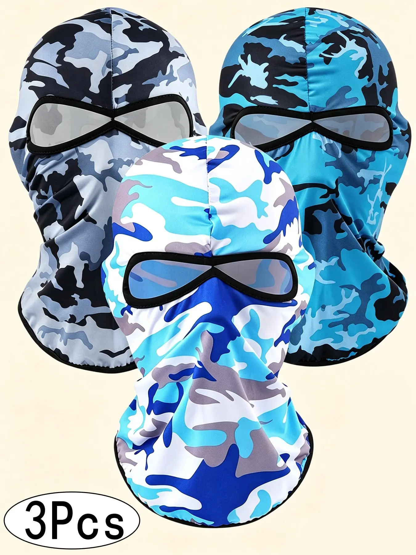 3pcs Summer Sun Protection Swim Mask, Unisex Beach Face Goggles UV Shield, Casual Style, Plain Pattern, Versatile Fashion Accessory