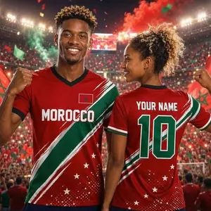 Morocco Soccer Jersey Custom Name Number, Moroccan Football Shirt Personalized for Fans, Team Supporter Apparel Gift 5RF