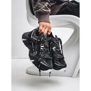 Men's Sporty Lace Up Low Top Chunky Sneakers, Casual Comfortable Breathable Shock-Absorbing Sneakers, Trendy Sports Shoes for Daily Life