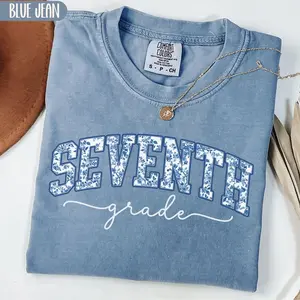 Comfort Colors Seventh Grade Teacher Shirt, Toile de Jouy 7th Grade Tshirt, Seventh Grade Teacher Appreciation Graphic Tees, Secondary Back To School Gift