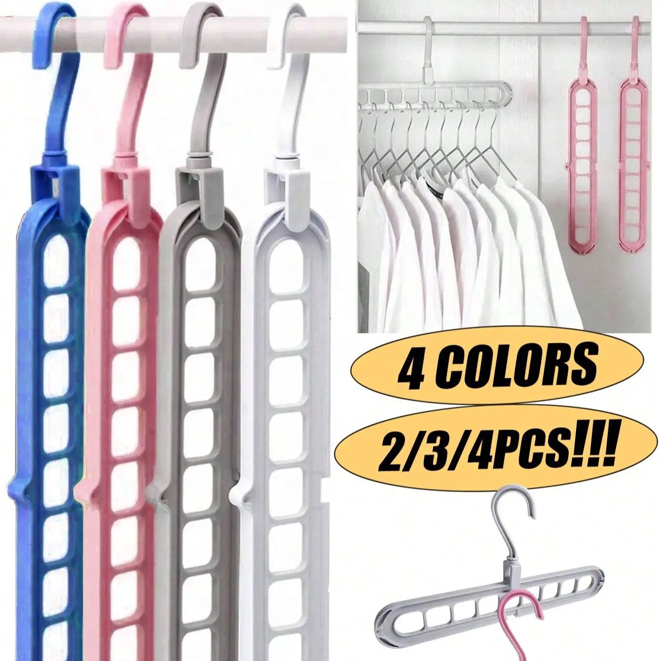 Magic Clothes Hanger 360 Degree Rotating Nine-Hole Design, Space-Saving Multi-Functional Closet Organizer, Compact Closet Organization, Ideal Wardrobe Storage Solution, Multifunctional Clothes Hanger, Plastic Hangers