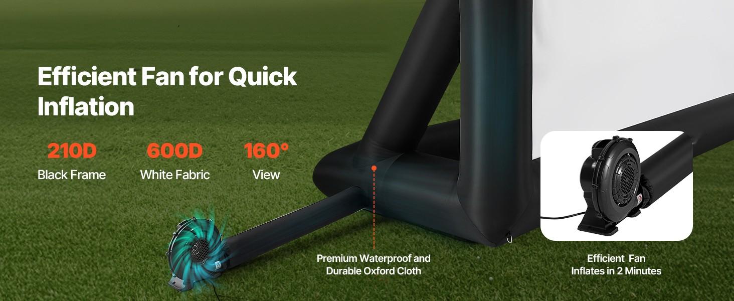 20Ft Inflatable Projector Screen for Outdoor Use, Inflatable Movie Screen with 250W Air Blower, Oxford Fabric Material, Blow Up Screen for Backyard, Home Theater, Theme Party and Outdoor Cinema