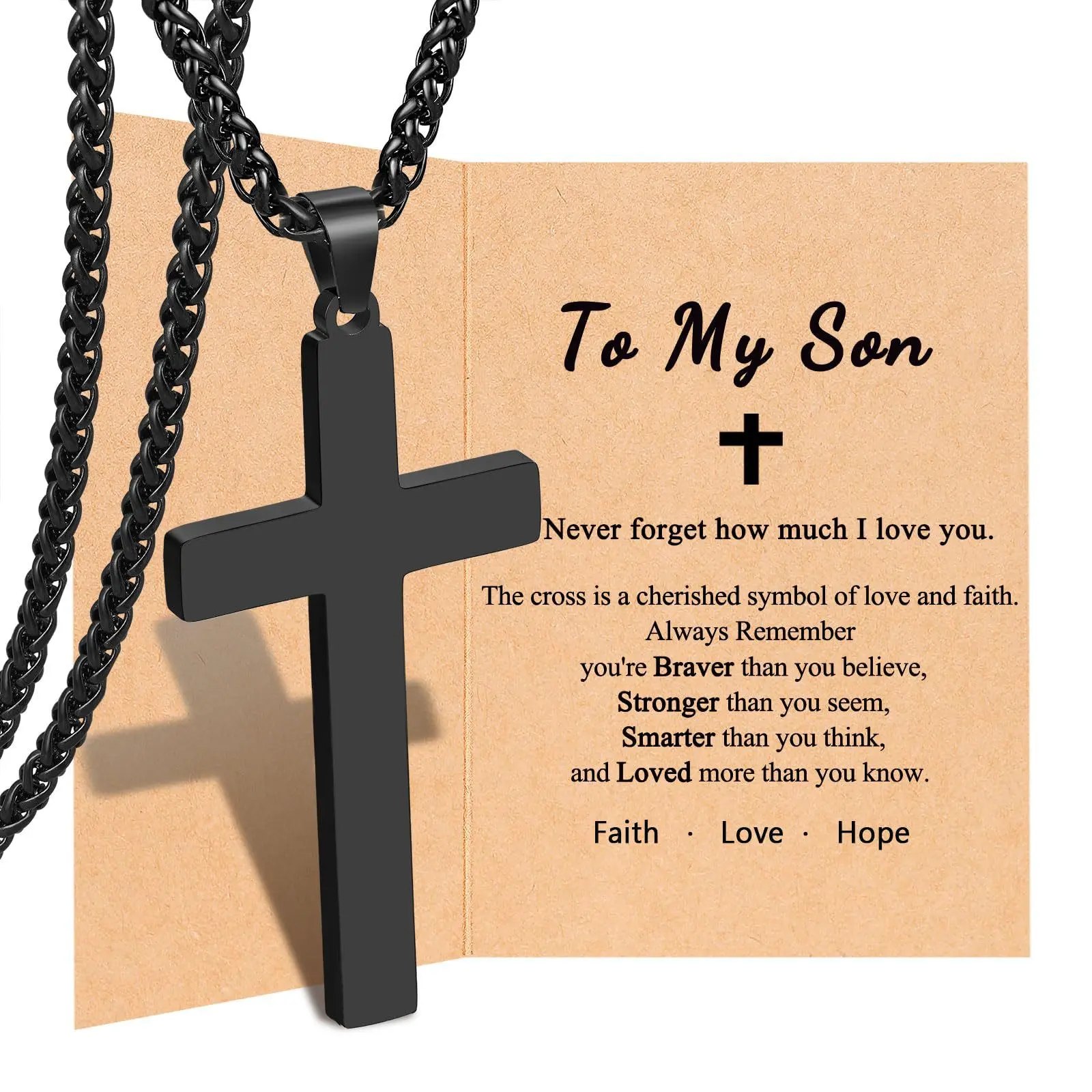 Unisex Faith Cross Costume Necklace, Fashion Jewelry Gift for Son for Valentine, Birthday Occasions, Faith Necklace