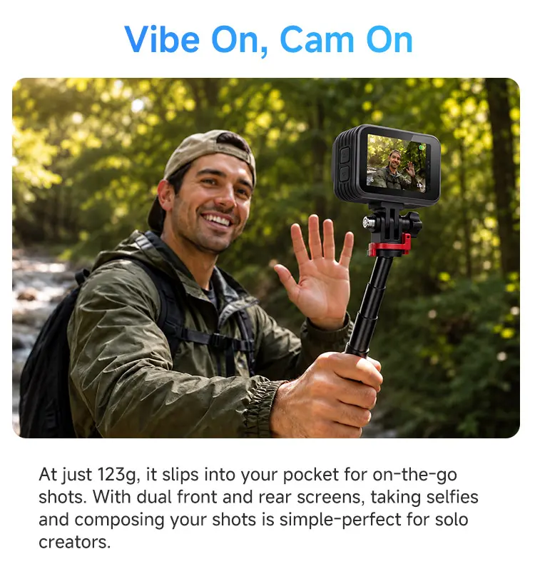 KPEP Real 5K Action Camera, 1/2.86" Sensor, 5K Cinematic Video, Hyper Stabilization, Drop-Proof & Waterproof Up to 100 Ft, Great for Motorcycle, Bike Riding, Running, Climbing, Beach Trips, Water Sports  Daily vlogging camera