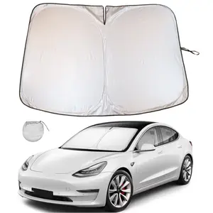 2016-2024 Tesla Model 3/Y Windshield Sunshade - 240T Thickened Material UV & Heat Protection, Custom Fit, Keeps Interior Cool Easy Fold