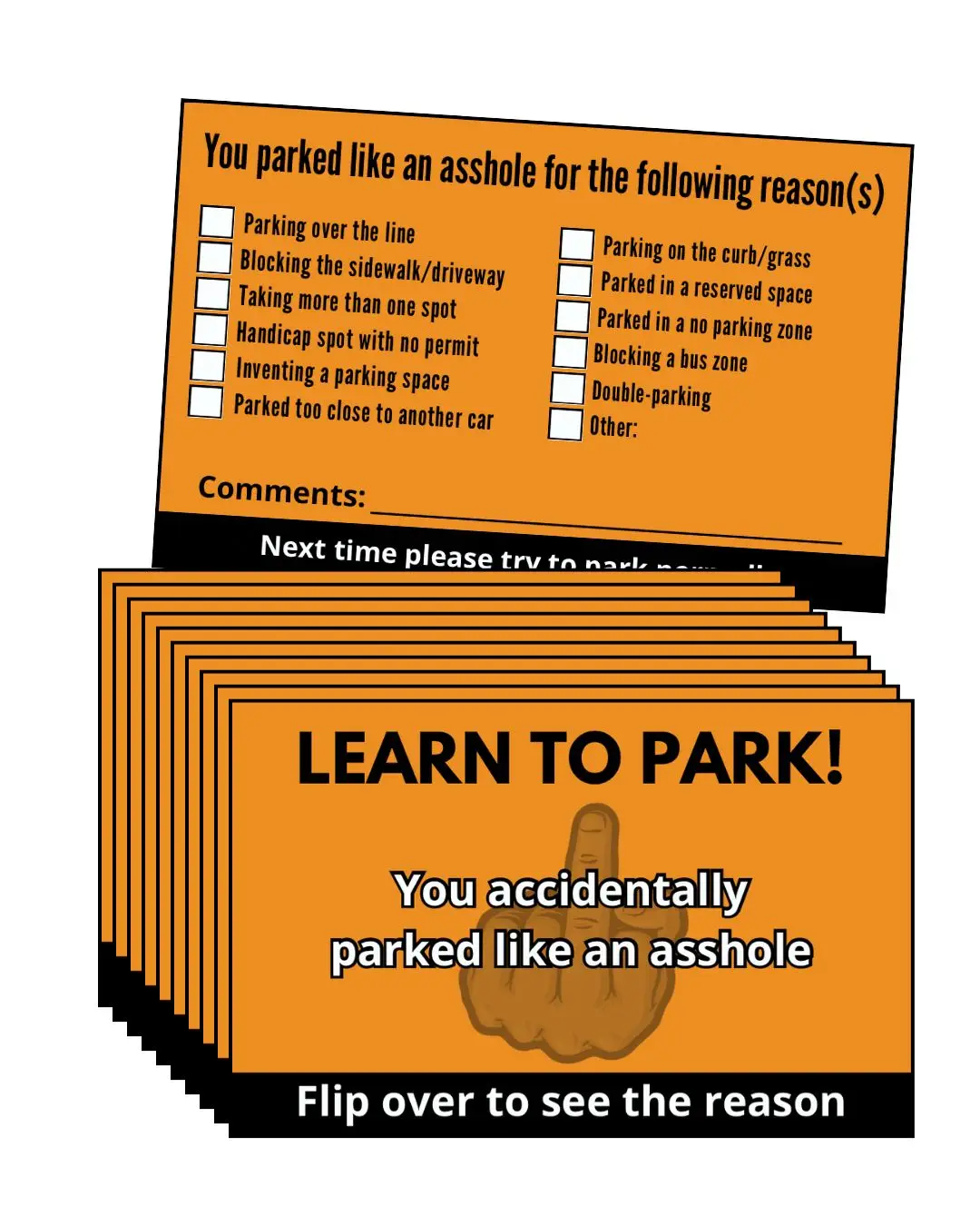 You Parked Like an 4ssh0le Cards (100 cards) raunchy card