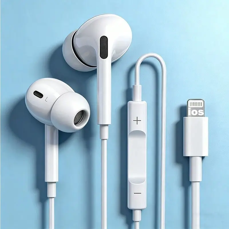 Wired In-Ear Headphones with 8‑Pin Plug, Straight Line Control, Mobile Compatibility, Non-Waterproof, Ideal for Cellphones, In Ear Earbuds, Mobile Wired Earphones