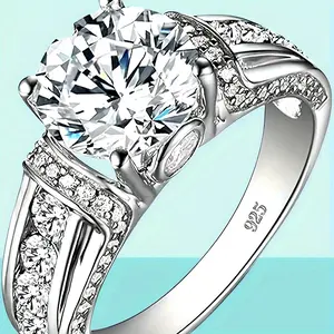 1pc S925 925 Silver Inlaid 3-Moissanite Both Men And Women, Luxurious, Simple, Fashionable, Elegant, Men's Gift Women, Same Style Proposal Suitable Daily Wear, Gift And, Holiday Gift